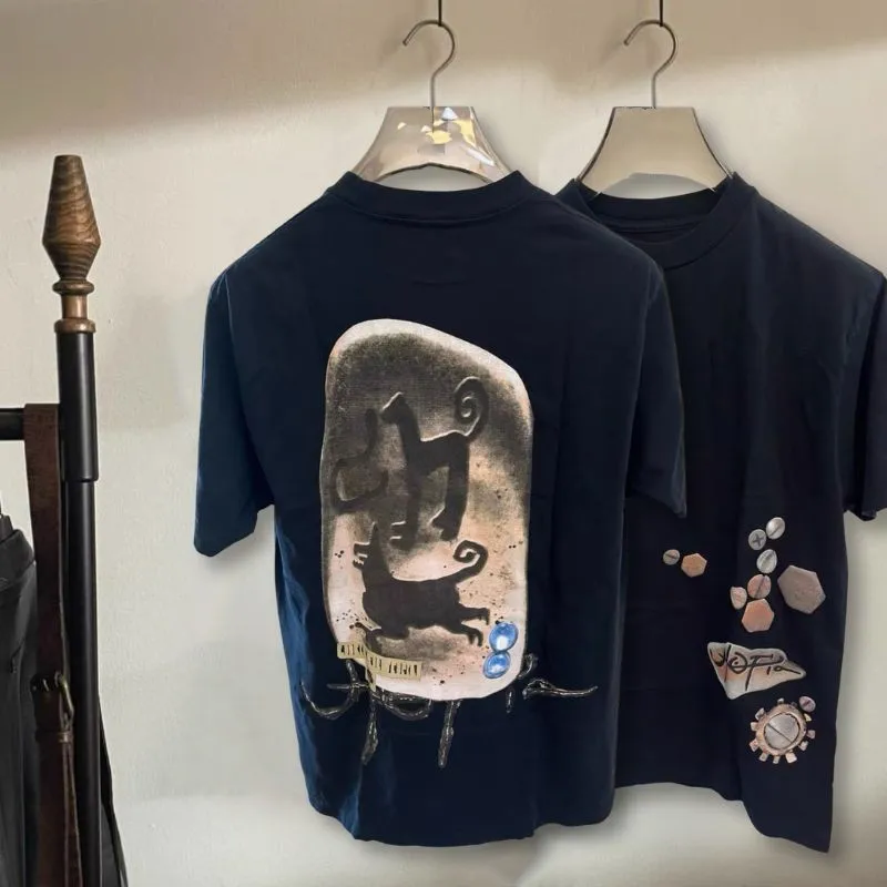 Utopia Cactus Jack Tshirt Summer Men Tops Pictographic Printed Short Sleeve Black Street Outfit Women Round Neck Tees