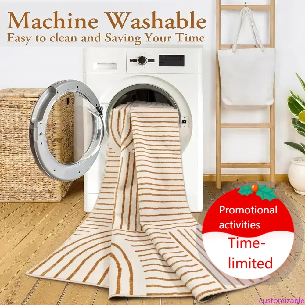 

Customizable Abstract Machine Washable Rugs 8x10, Ultra-Thin Soft 8x10 Rugs for Living Room Office, Non-Slip Bedroom Rug Large C