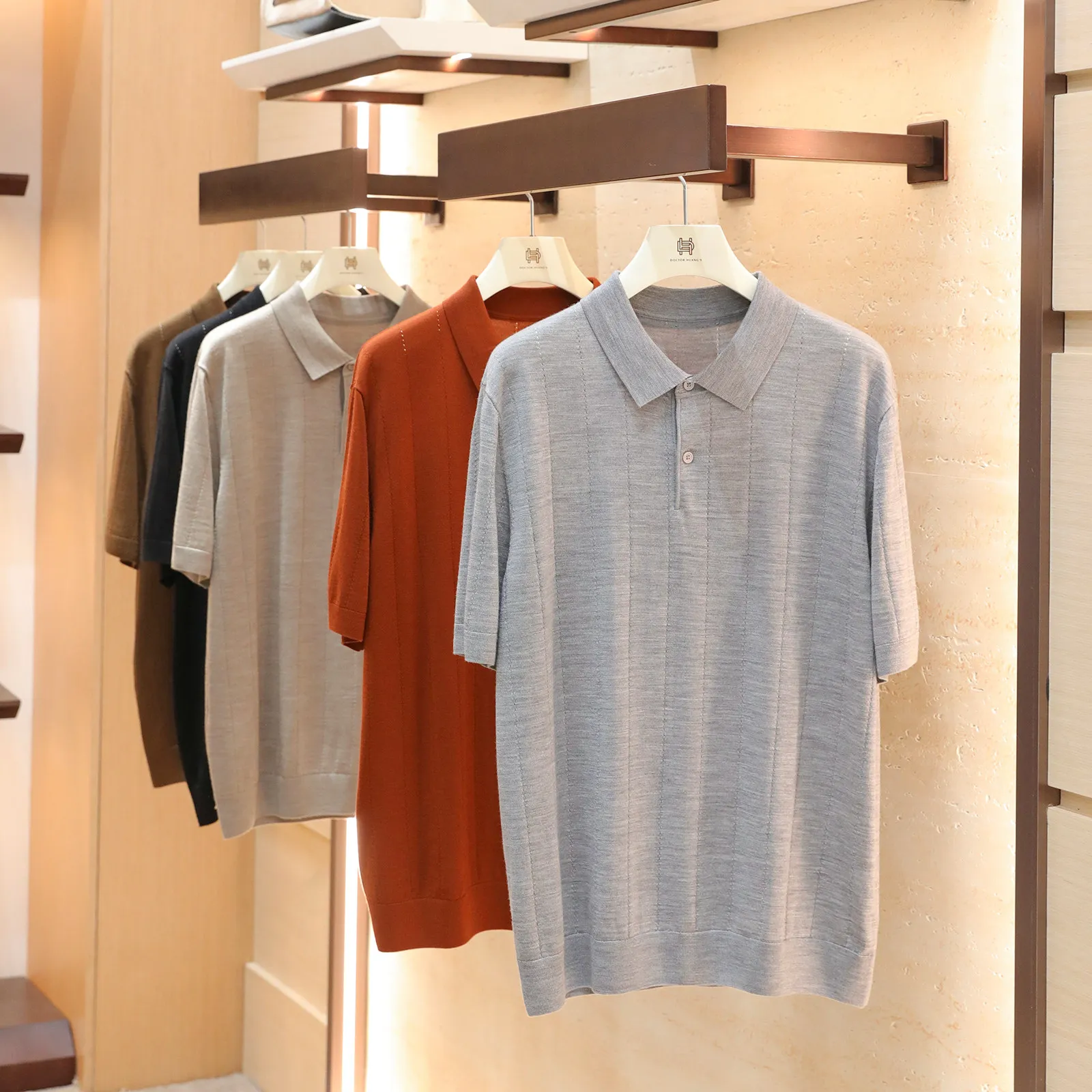 2026 summer new Italian luxury old money style high-end 100% wool cool knitted short-sleeved POLO shirt