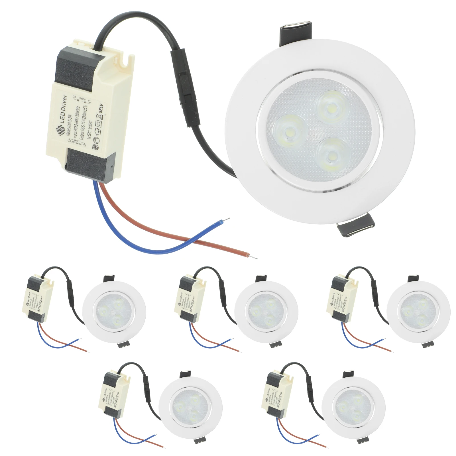 

6pcs LED Downlights Ceiling Fixture 3W Energy Saving Warm White Light Flush Mount Embedded Lamp for Home Office Lighting