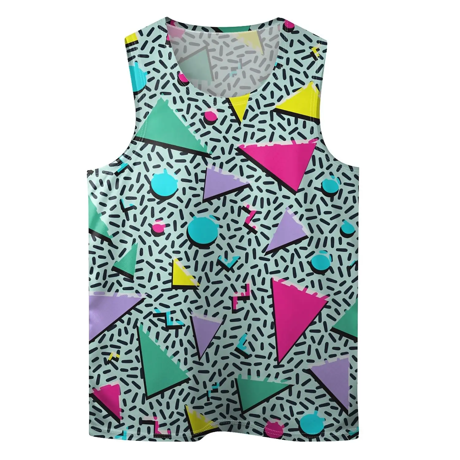 80s Tank Tops Colourful Dinosaur Geometric 3D Print Men Oversized Fitness Gym Vest Harajuku Sleeveless Tops Man Street Clothing