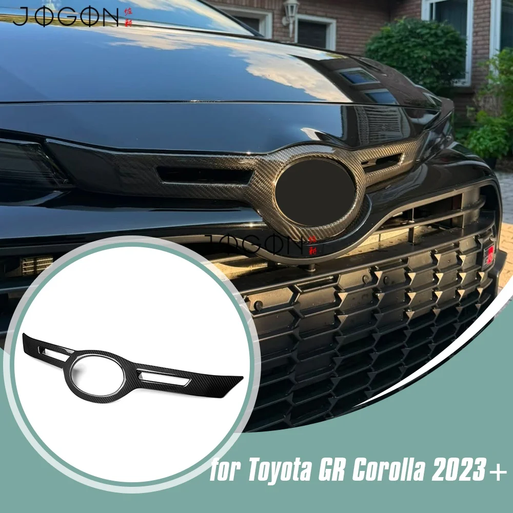 DRY Carbon Fiber Car Front Bumper Grille Upper Duct Strip Panel Cover Trim Exterior Accessories For Toyota GR Corolla 2023 2024