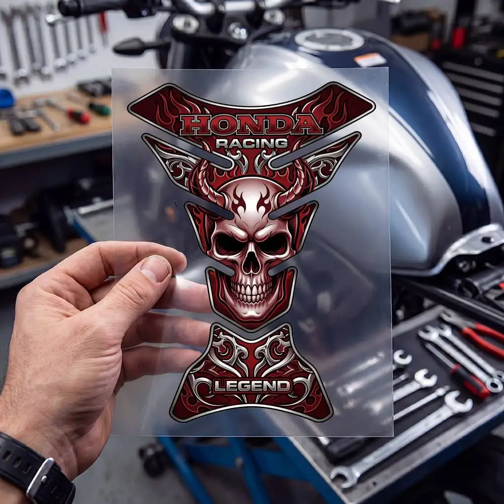 FOR HONDA Motorcycle PVC Tank Pad Tank Cap Protector Racing Sticker Universal