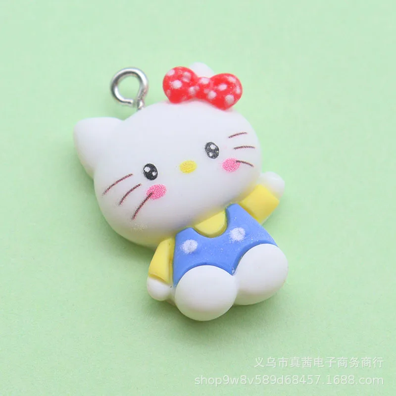 Sanurgente-Mignon pendentif Hello Kitty, ornement de cheveux, ornement de main, boucles d'oreilles, pendentif en résine, bijoux à bricoler soi-même, accessoires pour filles, cadeaux