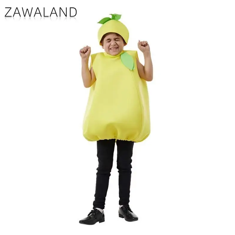 Zawaland Halloween Cosplay Traje para crianças, Wacky Lemon Performance Ternos para meninos, Cute Fruits Party Clothes para menina, Kids Wear