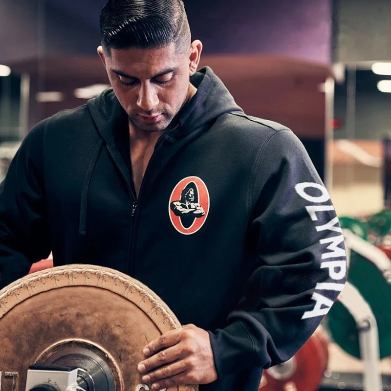 2022 الربيع والخريف جديد أوليمبيا الرجال اللياقة البدنية الرياضة البلوز سترة عادية جاكيت زيبرا في الهواء الطلق التدريب مقنعين سترة #2