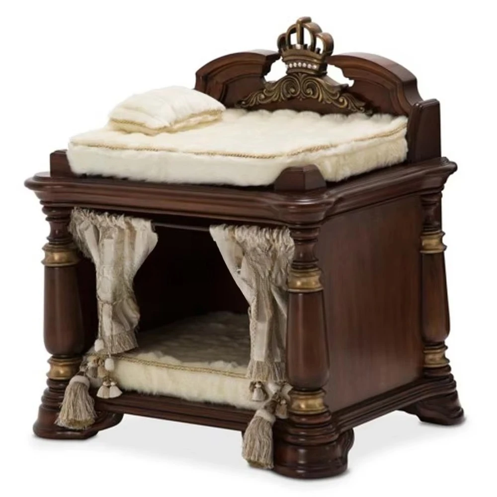 a forAmerican-Style Modern Country Solid Wood Cat and Dog House Luxurious Indoor Home with Cat and Dog Bed Dog Villa Cat Villa