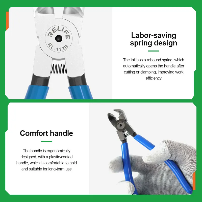 RELIFE RL-112B 90 Degree Right Angle Flat Cutting Pliers for iPhone Rear Camera Steel Ring Frame Removal Diagonal Cutting Pliers