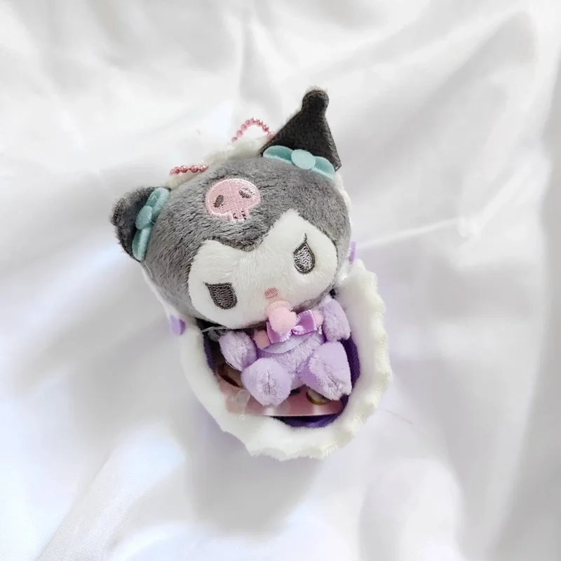 10CM Kuromi Baby Pacifier Baby Cradle Plush Doll Pendant Decoration My Melody Cinnamoroll Stuffed Car Keychain Toy For Kids Gift