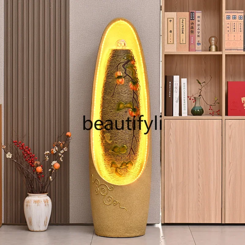 

B6 Flowing water generates wealth Circulating water Floor ornaments Living room Office Feng Shui wheel Water landscape