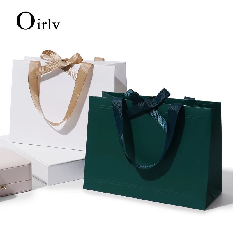 Oirlv 5pcs Luxury Jewelry Gift Bags Ribbon Handles for Packaging Necklaces/Rings to Jeweler Jewelry box packaging Jewelry bag