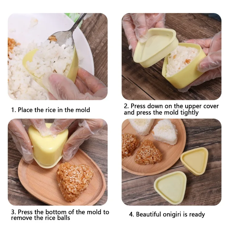 DIY Sushi Mold Maker New Food Press Non Stick Rectangular Triangle Sushi Kit Japanese Tools Kitchen Bento Onigiri Rice Ball Set