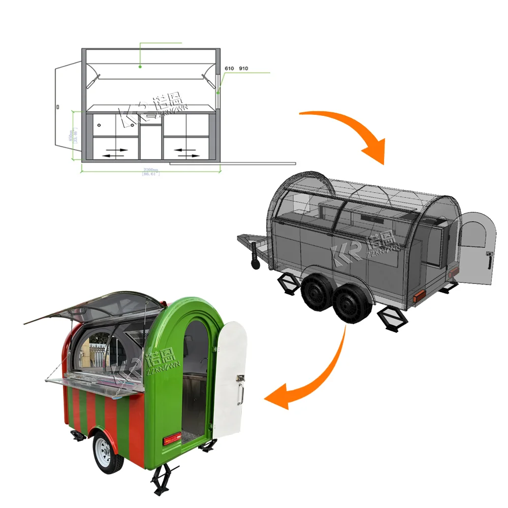 

Концессионный грузовик для еды, тележка для закусок для пиццы, полное кухонное оборудование, мобильный трейлер для ресторана, прицеп для фаст-фуда на продажу