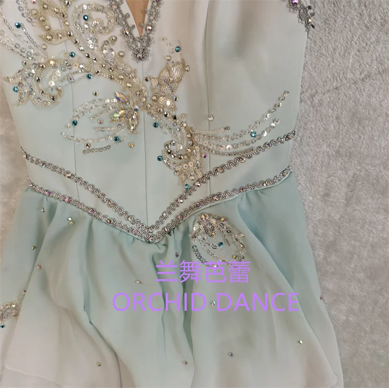 BT01633 Professional Prom Variation Performance Wear Private Custom Girls Graduation Ball White Green Long Ballet Dress