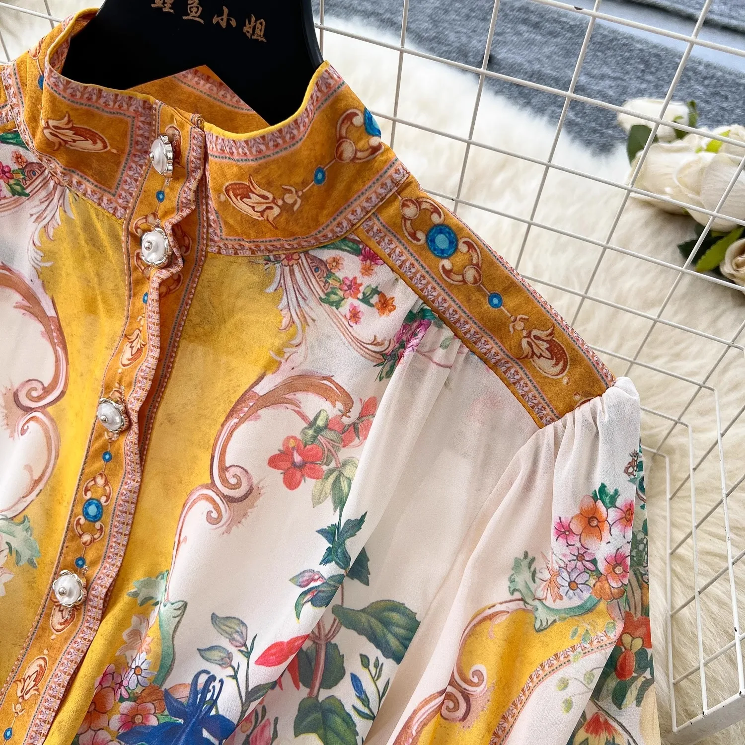 Abito floreale rosa per le vacanze primaverili Cintura da donna con maniche lunghe a lanterna Cintura con lacci Stampa floreale Abiti larghi Boho Maxi