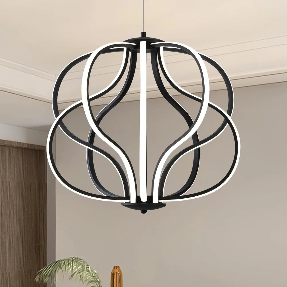 Modern Chandelier，Black Adjustable Hanging Chandelier ，Easy to Install, Suitable for Foyer, Dining Room, Living Room, Bedroom