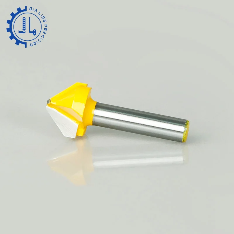 6Mm Dubbelzijdige Vouwbare V-Groef Router Bits Voor Hout/Acp/Acm Carbide Aluminium Houtbewerking Eindmolen 3d Houtfrees