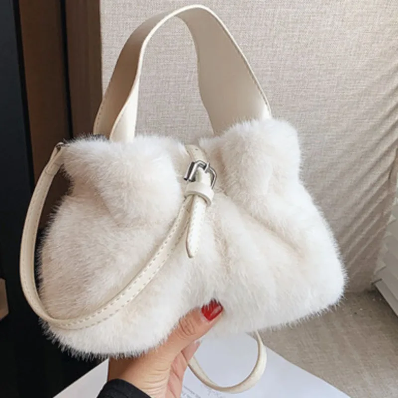 Bag Plush New Imitation Shoulder Mink Wrinkle Handbag For Woman Crossbody Ladies Casual High-Quality Messenger Versatile Luxury