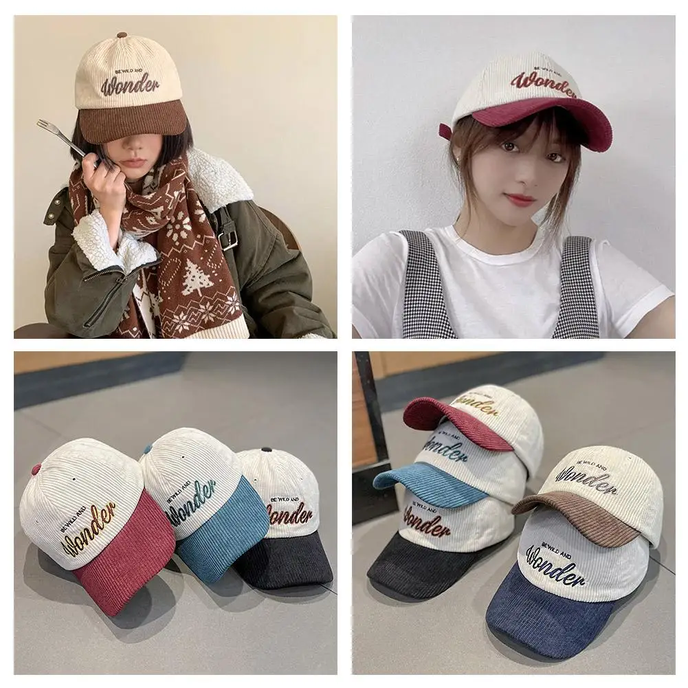 Corduroy Embroidered Baseball Cap Corduroy Embroidered Baseball Embroidered Duck Korean Cap Stereoscopic Corduroy Cap Baseb D8M5