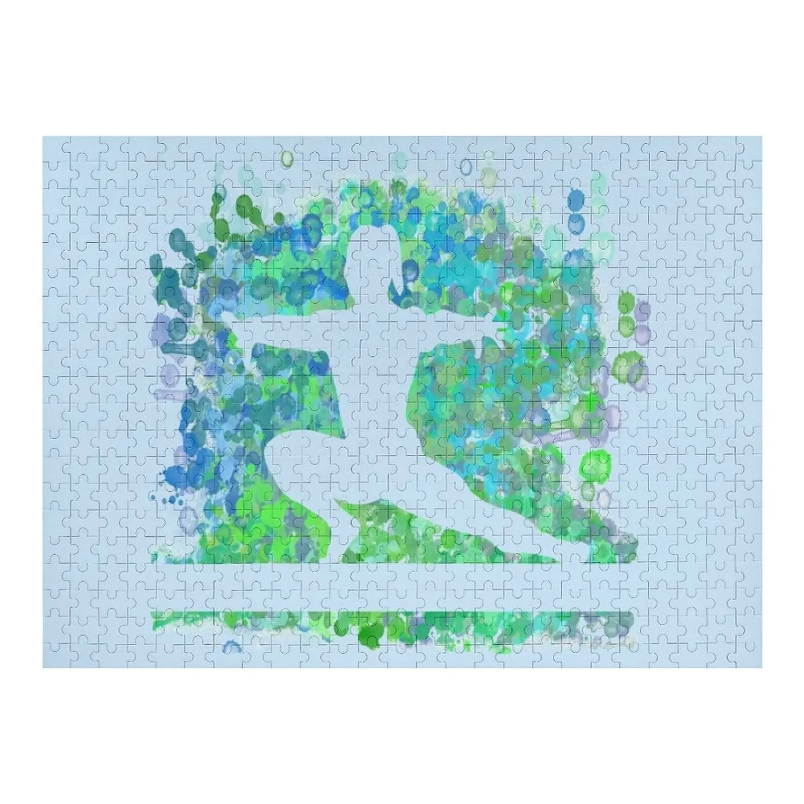 

Gymnastics Beam Watercolor Design in Blues and Greens-Style 2 Jigsaw Puzzle Personalized Baby Toy Customized Photo Puzzle