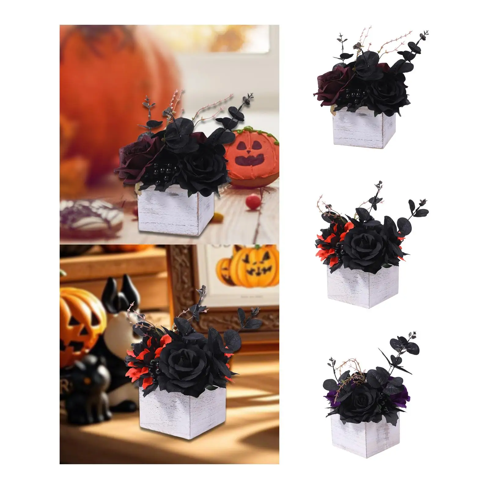 Sztuczne kwiaty na Halloween Sztuczne róże na parapet, półkę w domu