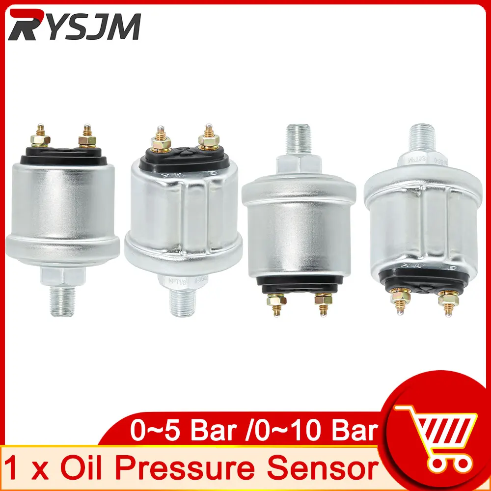 HD Universal Oil Pressure Sensor Range 0 To 10 Bars 1/8 Npt Generator Part 10Mm Crew Plug Alarm Pressure Sensor 0~5 Bar M10