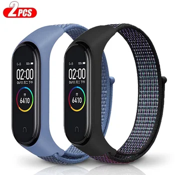 Paquete de 2 bucles de nailon para Xiaomi Mi band 7 3, Correa de repuesto suave y ajustable, Pulsera para Miband 8 7 6 5 4