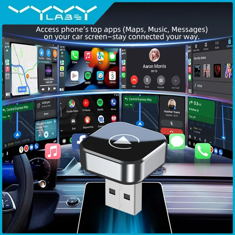 

VYVYLABS 2 in 1 Wireless CarPlay Adapter Fast Auto-Connect Mini Box USB Plug-and-play No Delay for iPhone 6 and Android 11 above