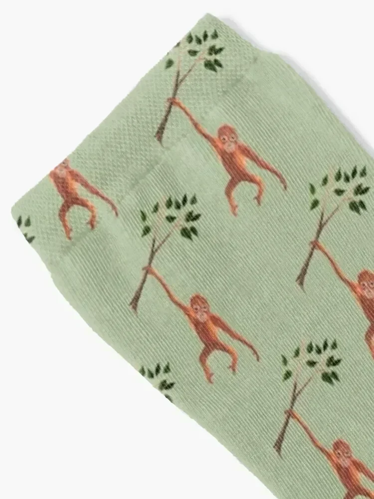 Orangutan Swinging on Branch Socks anti-slip cartoon Socks Men Women's