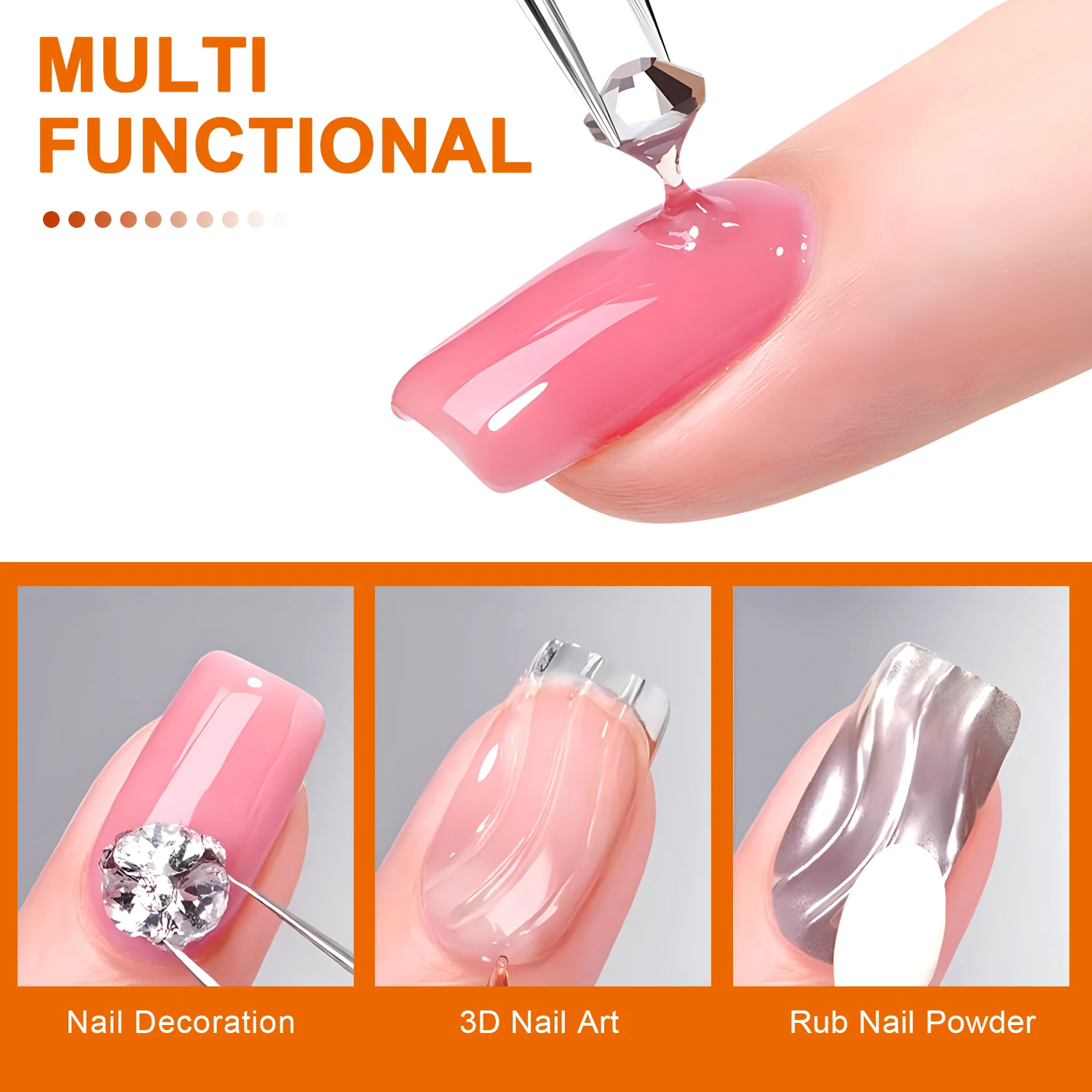 8g Strong Nail Glue Gel,Rhinestone&Resin Gem Glue, Acrylic False Nail Tips Adhesive, Home Nail Art Design,Long-Lasting, Durable