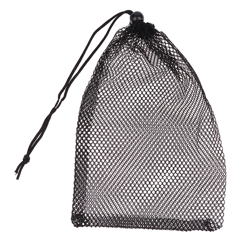 Black Durable Nylon Mesh Drawstring Bag Storage Pouch Multi Purpose Home Travel Outdoor Activity Laundry Bag Stuff Sack