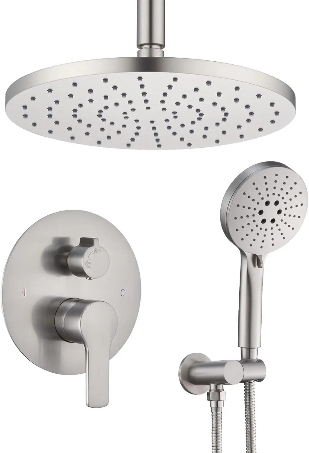 Iriber Shower System Ceiling Mounted Shower Faucet Mixer Set With Luxury High Pressure Shower Head And 3-Setting Handheld,