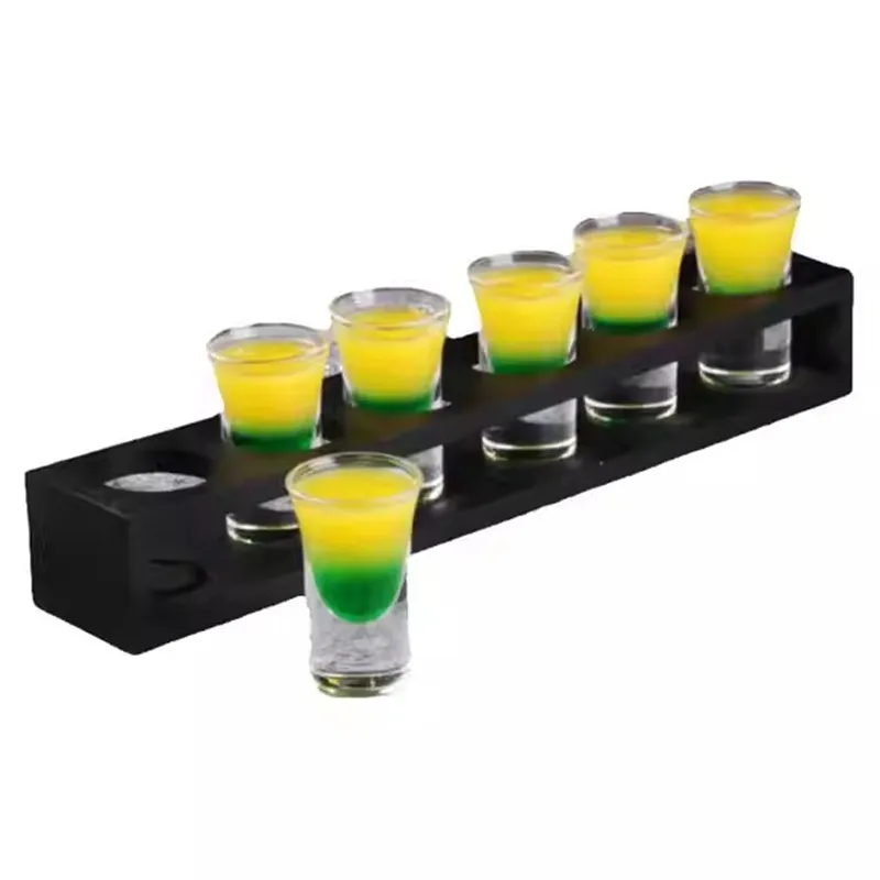 

Lead Free Glass 6 PCS Bullets Cup Shot Thick Bottom Swallow Cup Suit Bar Drinking Utensils Suit With Wine Glasse Frame Bar Tool