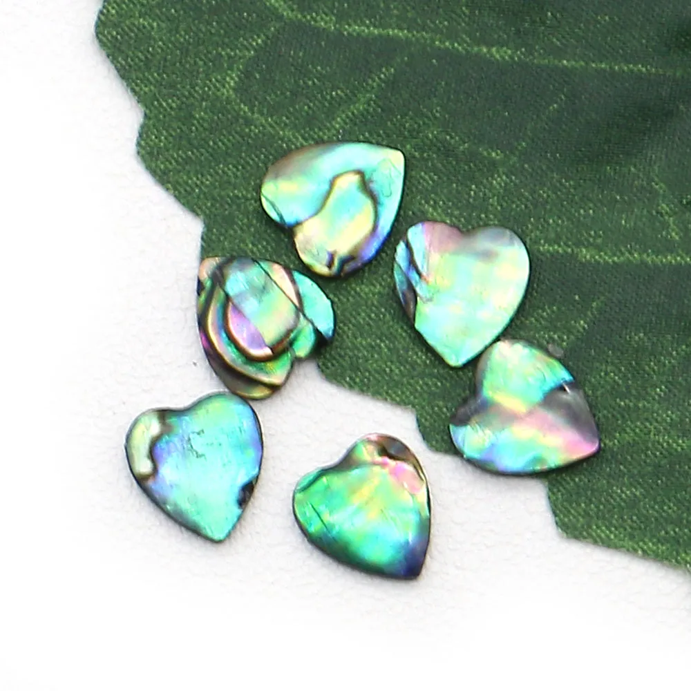 

Heart Abalone Shell Beads Single Sided No Holes Cabochon Ring Face Beads Resin Craft for DIY Fashion Necklace Jewelry Ring Gifts