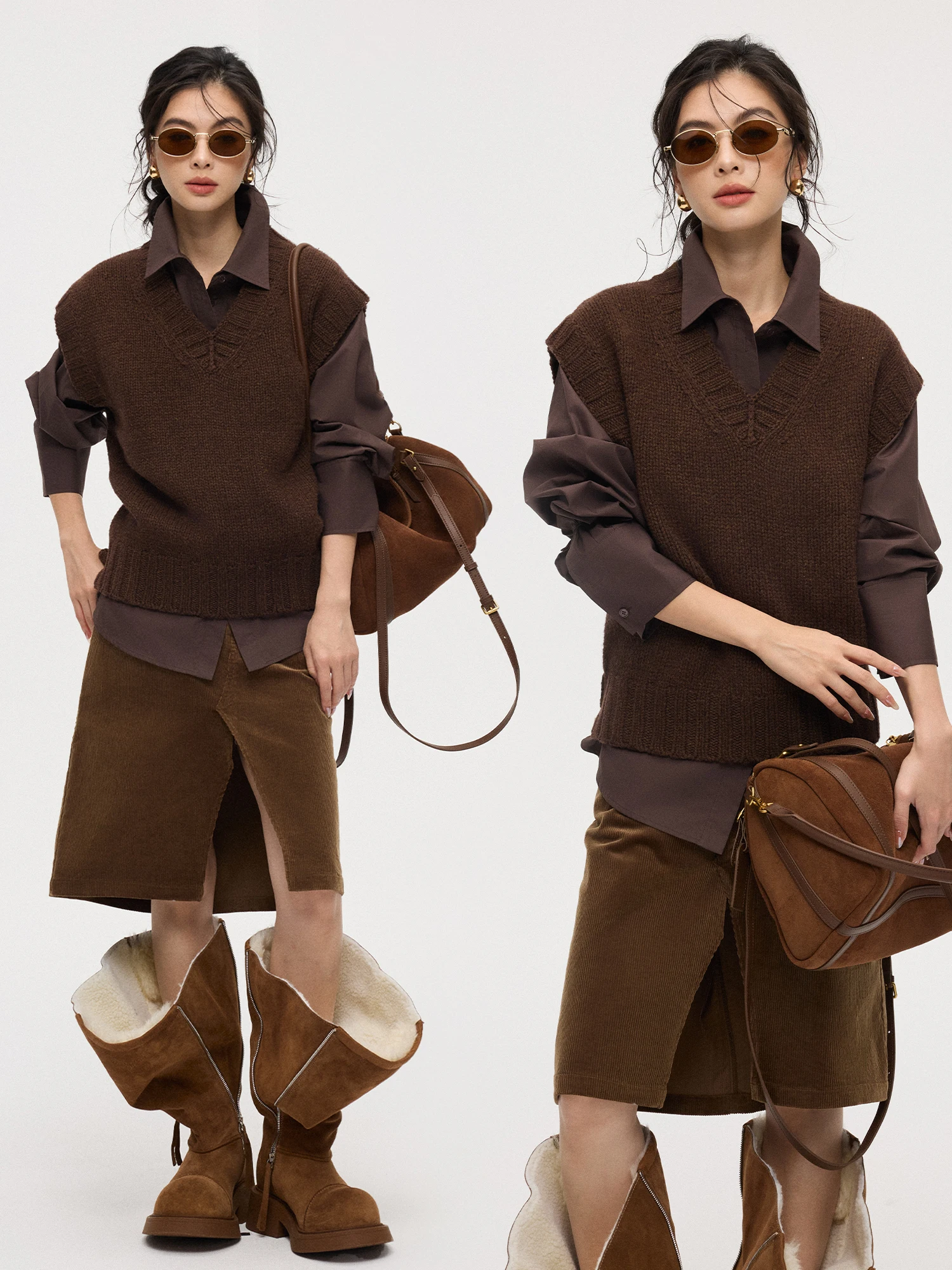 

Женский вязаный жилет с V-образным вырезом, высококачественный, повседневный, осенне-зимний, модный, из шерстяной смеси, для прогулок