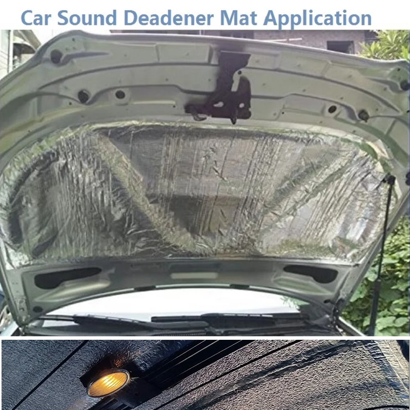 50x200cm Car Sound Deadener Mat Noise Bonnet Aluminum Foil Insulation Cotton with Adhesive Sticker for Auto Camper Trailer