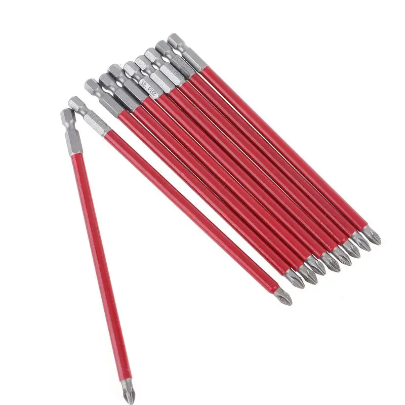 10Pcs PH2 150mm Power Drill Screwdriver Bit Set Long Reach Non Slip 1/4''  Screwdriver Insert Power Tool Driver Bits