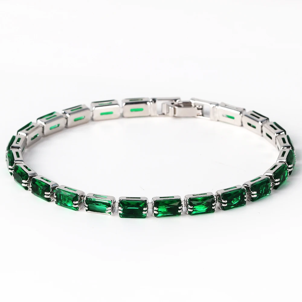 Luxus Smaragd Zirkonia CZ Tennis Armbänder für Frauen 18K Gold Überzogene Charme Grün Weibliche Armreifen Hochzeit Schmuck Geschenk