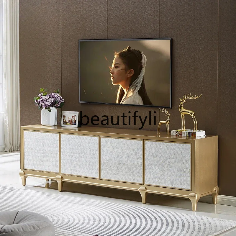 

ssK178 ss25 Living room storage TV cabinet Small apartment model room Low cabinet Shell light luxury decorative storage cabinet