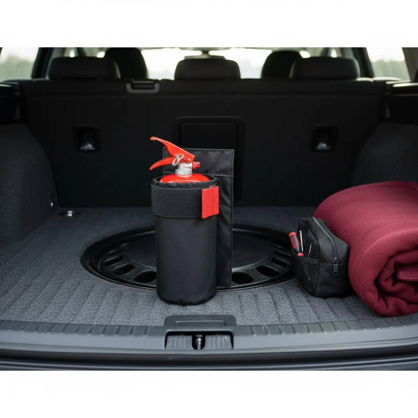 

Trunk Fire Fire Suppression Device Holder Multi-Functional Car Fire Fire Suppression Device Bag Vehicle Storage Double-Layer