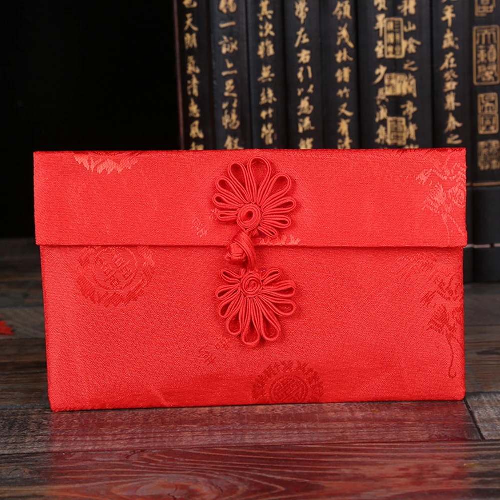 Silk Red Envelopes Chinese 2024 New Year Hongbao 2022 Lucky Pockets with Embroidery Tassel for New Year Spring Festival Birthday