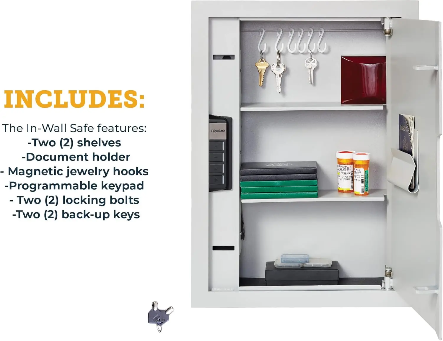 In Wall Gun Safe and Money Safe - Hidden Safe Provides Security for Your Firearms & Valuables, Keypad Entry