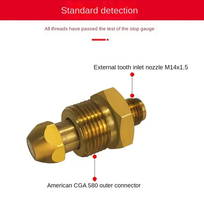 CGA580 Conversion Joint: American Argon CO2 Gas Cylinder Pipeline Outlet Internal Thread Conversion External Thread M14