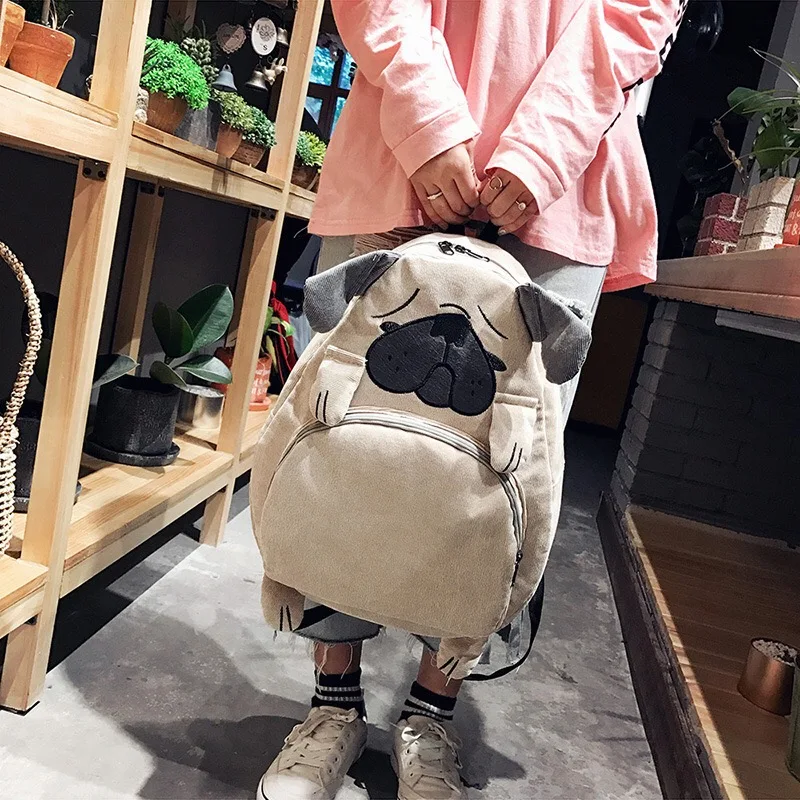 Cute Cartoon Corduroy School Bapa for Women Korean Sle Ulzzang Student Bag Dual oulder Trendy Campus Vibes Light Weight