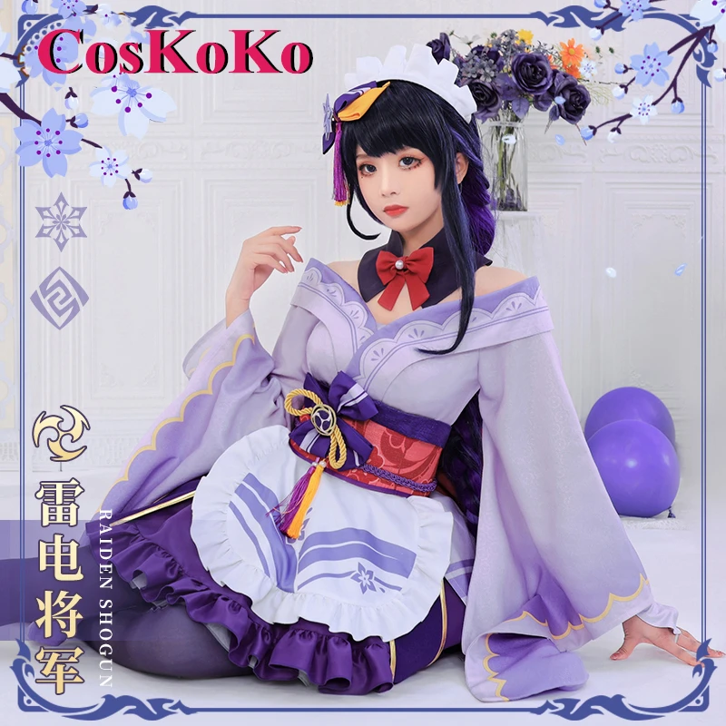 

【In Stock】CosKoKo Raiden Shogun Cosplay Anime Game Genshin Impact Costume Gorgeous Maid Dress Halloween Party Role Play Clothing