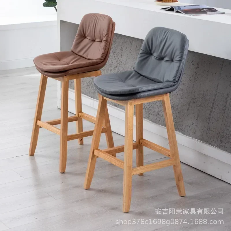 Solid wood bar chair bar chair high stool home backrest bar chair simple