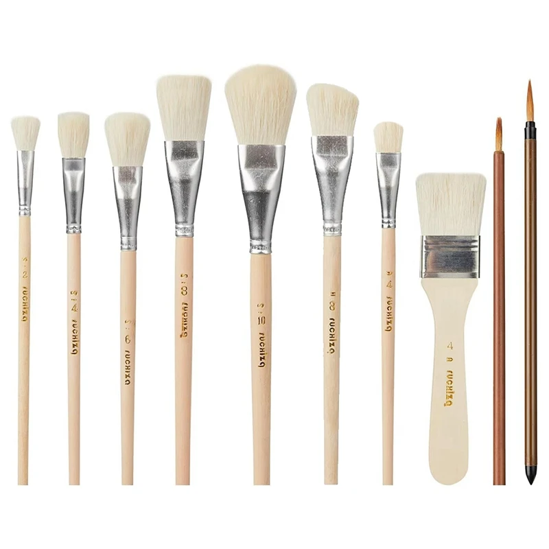 

Mop Brush For Acrylic Painting,10 PCS Glaze Brushes For Pottery Goat Hair Blend Mop Brush Set For Pottery Acrylic Paint