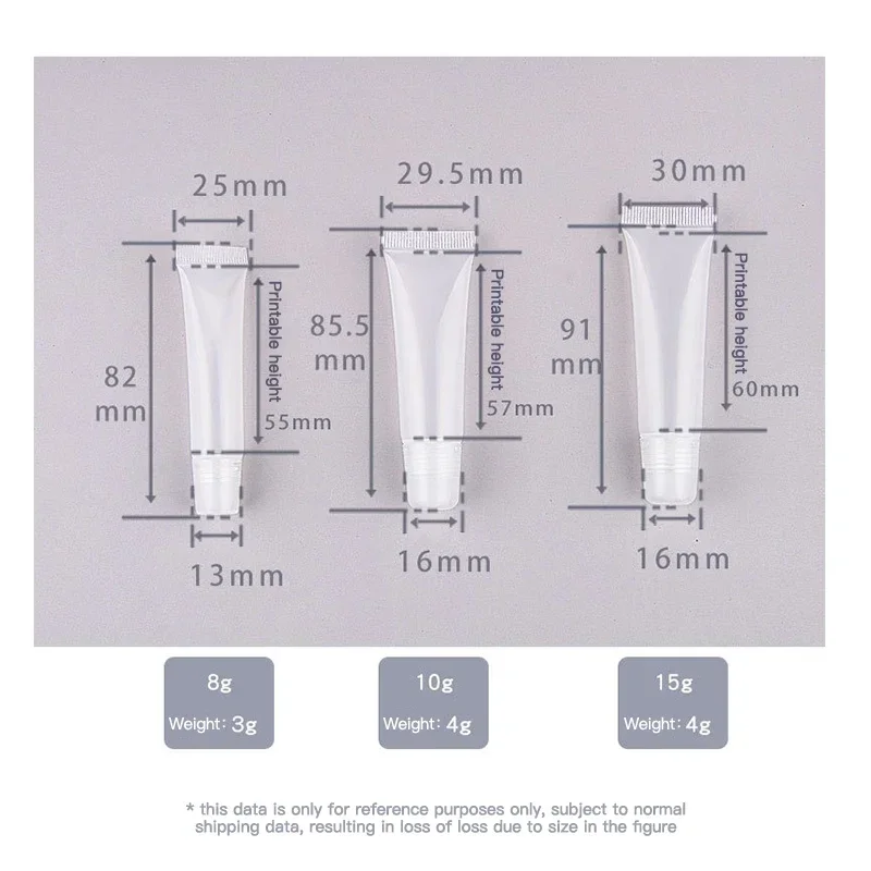8ml /10cm/15ml Empty Lipstick Tube Lip Balm Soft Tube Makeup Squeeze Clear Lip Gloss Container Empty Lip Gloss Tubes