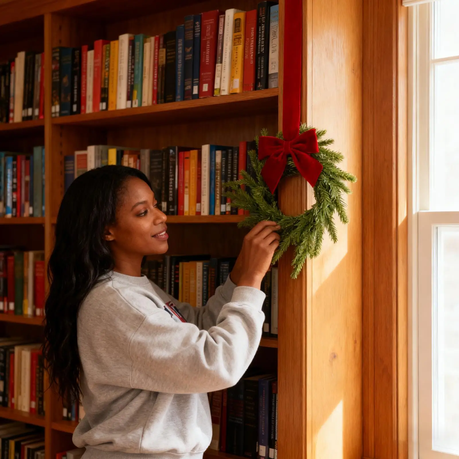 クリスマスリース-リアルなクリスマスデコレーション-6ピース-キャビネットリース-ベルベットリボン付き-ドア-壁-階段-手すり-暖炉飾り用