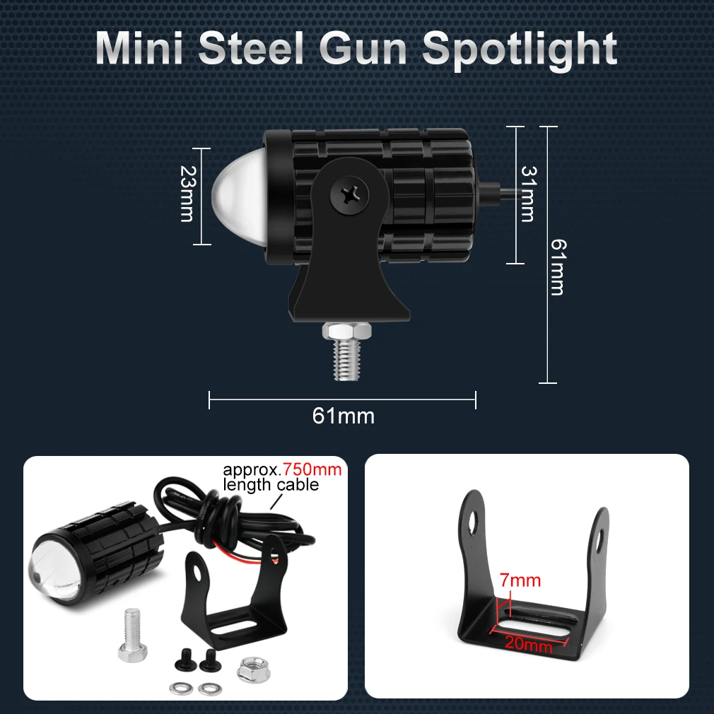 مصباح أمامي LED للدراجات النارية والدراجات البخارية ، أضواء كاشفة ، عدسة مساعدة ، عدسة القيادة العالمية ، ATV Explorer ، مقهى المتسابق